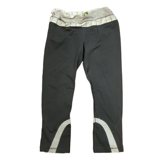 Lululemon Run Inspire Crop II Soot Light Hyper Stripe Angel Wing Gray Sz 6 - Picture 1 of 11